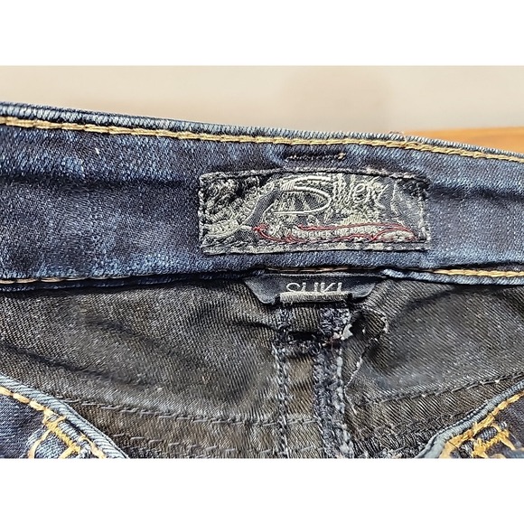 Silver Suki 27x31 Mid Super Skinny Stretch Women's Distressed Flap Pocket Jeans - Picture 7 of 14